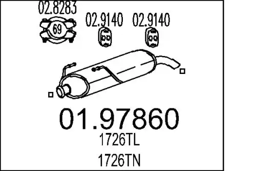 глушитель задняя часть Peug 01.97860 MTS