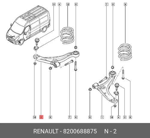 Рычаг подвески RENAULT 82 00 688 875