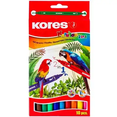 Фломастеры Kores 10цв.двусторон.вент.колп, 29021 368375