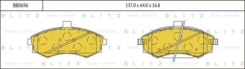 Тормозные колодки дисковые передняя ось BLITZ BB0696