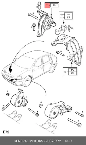 Подушка крепления двигателя DAEWOO 90575772