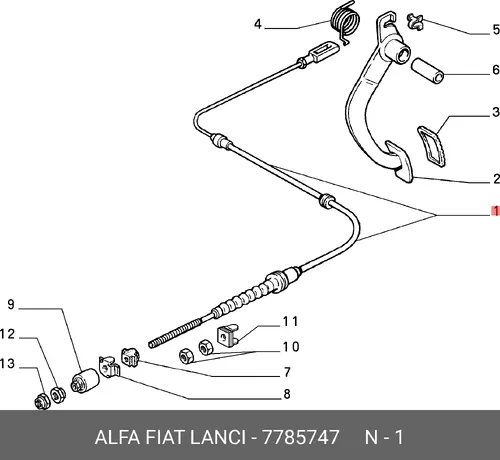 Трос сцепления LANCIA 7785747