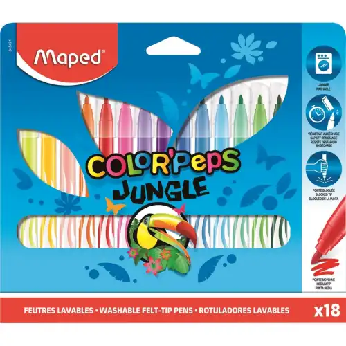 Фломастеры Maped Jungle 18 цв 845421 картон 312059