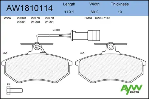 Тормозные колодки дисковые AYWIPARTS AW1810114