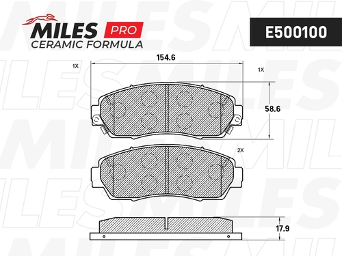 Тормозные колодки дисковые передняя ось MILES E500100