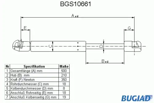 Амортизатор капота BUGIAD BGS10661