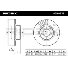 Тормозной диск RIDEX 82B0839 вентилируемый , передняя ось