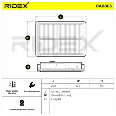 Фильтр воздушный RIDEX 8A0865