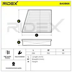 Фильтр воздушный RIDEX 8A0866