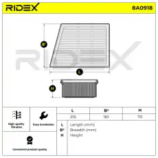 Фильтр воздушный RIDEX 8A0918