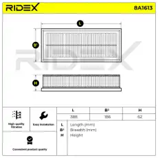 Фильтр воздушный RIDEX 8A1613