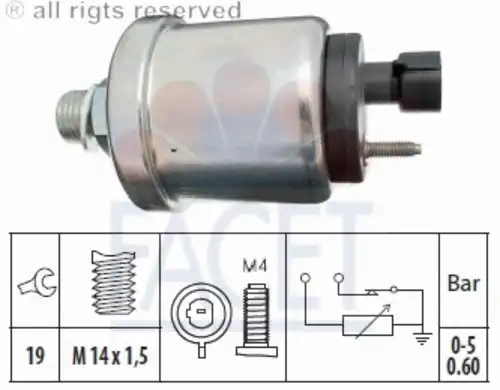 7.0626 ДАТЧИК, ДАВЛЕНИЕ МАСЛА FACET