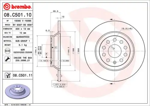 Тормозной диск BREMBO 08.C501.10