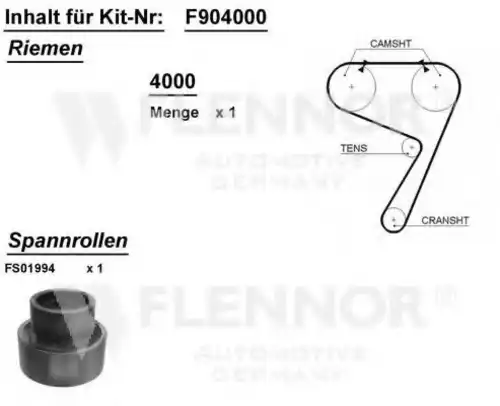 Комплект ремня ГРМ F904000 FLENNOR