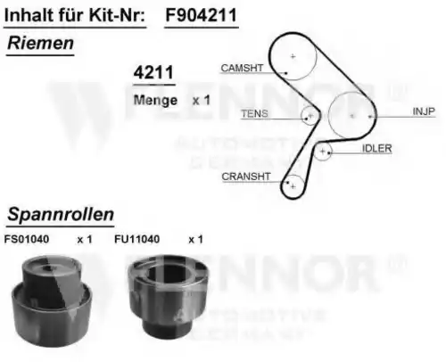 Комплект ремня ГРМ F904211 FLENNOR