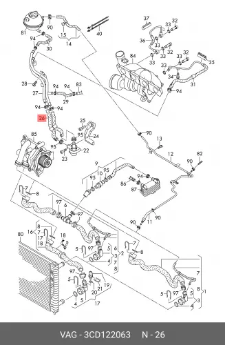 Шланг радиатора 3CD122063 VAG