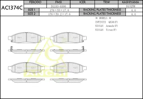 Тормозные колодки дисковые ANCHI AC1374C