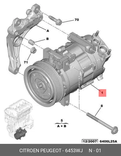 компрессор кондиционера Peug 6453 WJ PSA