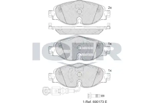Тормозные колодки дисковые ICER 182111E1