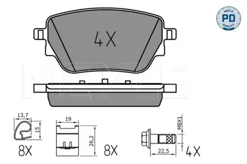 Тормозные колодки дисковые MEYLE 025 229 8617/PD