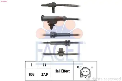Датчик ABS FACET 21.0120