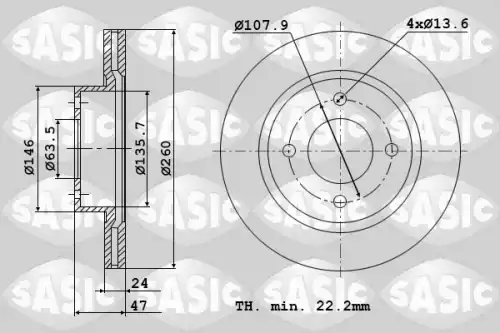 Тормозной диск SASIC 9004517J
