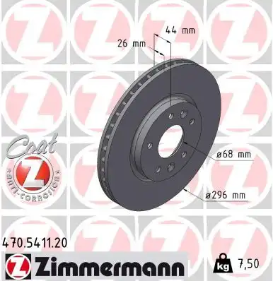 Тормозной диск ZIMMERMANN 470.5411.20 вентилируемый ,