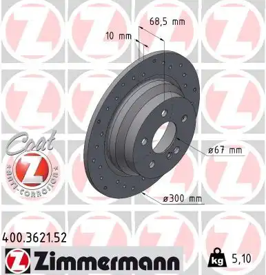 Тормозной диск ZIMMERMANN 400.3621.52