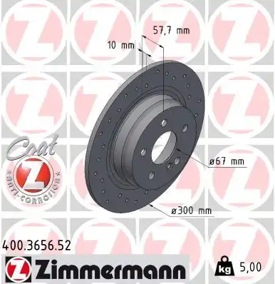 Тормозной диск ZIMMERMANN 400.3656.52