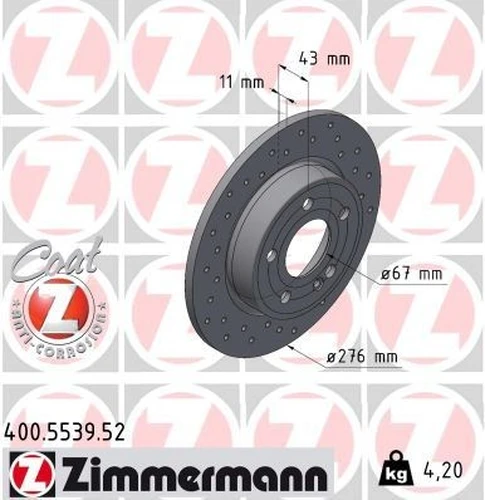 Тормозной диск ZIMMERMANN 400.5539.52