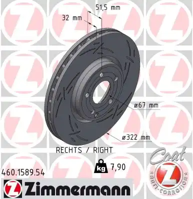 Тормозной диск ZIMMERMANN 460.1589.54