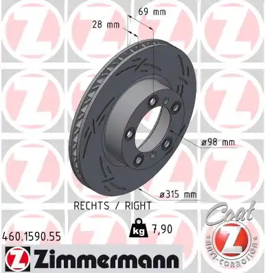 Тормозной диск ZIMMERMANN 460.1590.55