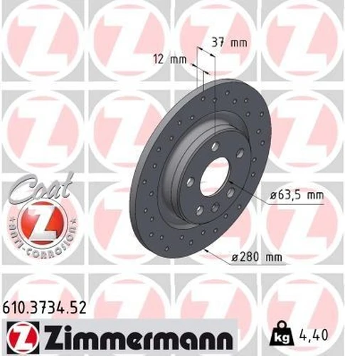 Тормозной диск ZIMMERMANN 610.3734.52