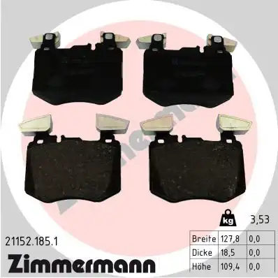 Тормозные колодки дисковые ZIMMERMANN 21152.185.1