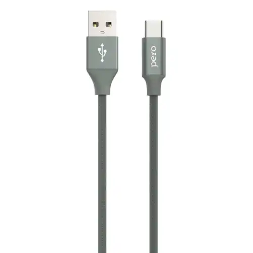 Кабель USB PERO DC-02 Type-C, 2А, 1м, серый 1598849