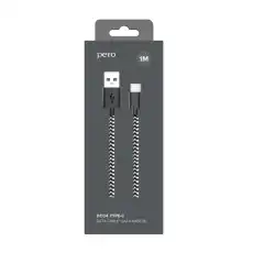 Кабель USB PERO DC-04 Type-C, 3А, 1м, Silver-black (Fast Charge) 1598877