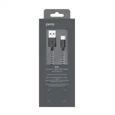 Кабель USB PERO DC-04 Type-C, 3А, 1м, Silver-black (Fast Charge) 1598877
