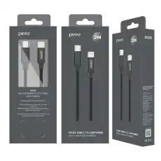 Кабель USB PERO DC-05 Type-C to Lightning, 3А, 2м, Black 1598882
