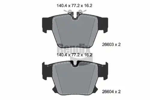 Комплект тормозных колодок, дисковый тормоз BPD2560 BENDIX