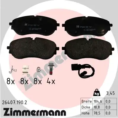 Тормозные колодки дисковые ZIMMERMANN 26407.190.2