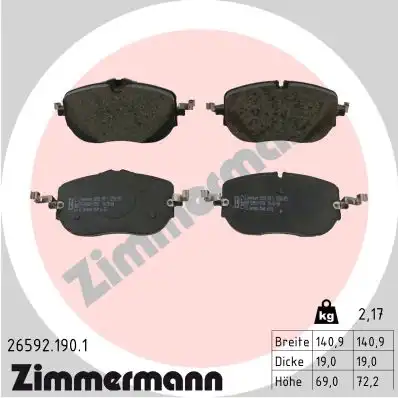 Тормозные колодки дисковые ZIMMERMANN 26592.190.1