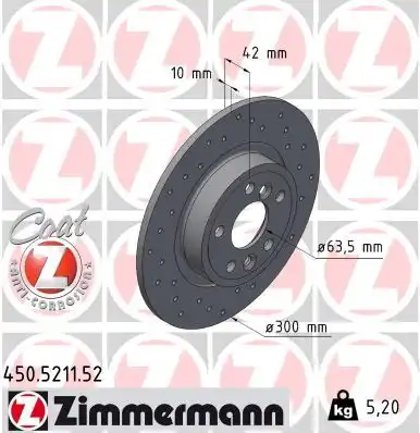 Тормозной диск ZIMMERMANN 450.5211.52
