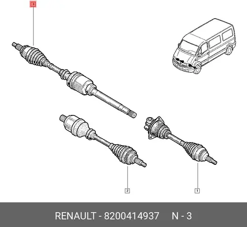 Привод колеса перед. прав. RENAULT Maste 8200414937