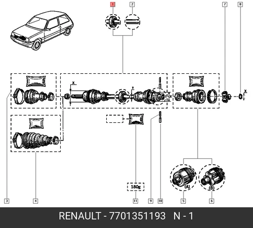 привод левый Peug 7701351193 RENAULT
