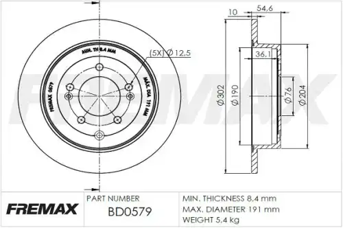 Тормозной диск FREMAX BD-0579