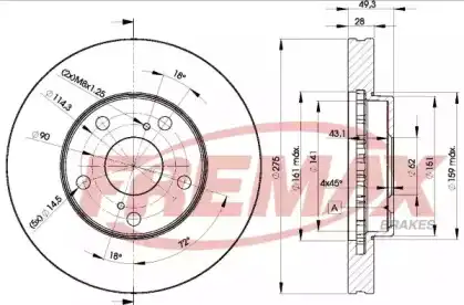 Тормозной диск FREMAX BD-3304 вентилируемый ,