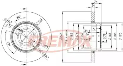 Тормозной диск FREMAX BD-3409 вентилируемый ,