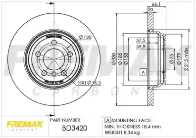 Тормозной диск FREMAX BD-3420 вентилируемый ,
