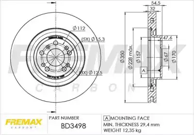 Тормозной диск FREMAX BD-3498 вентилируемый ,