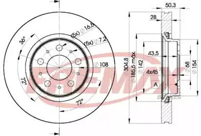 Тормозной диск FREMAX BD-4045 вентилируемый ,